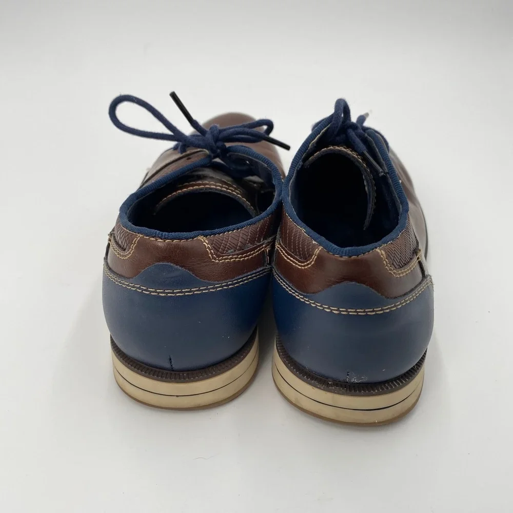 West Harris‎ Kids Brown Blue Lace Up Oxford Harrison Dress Shoes Size 1M